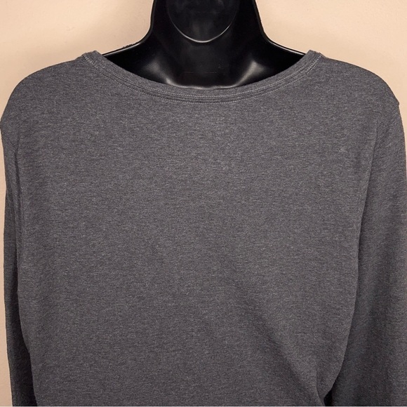 LARGE HANES GREY LONG SLEEVE WOMENS TOP CASUAL CLASSIC - Picture 6 of 12